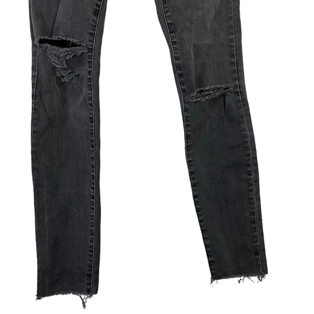 MADEWELL HIGH RISER Black Gray Wash SKINNY SKINNY Zip Fly Raw Hem Jeans sz 25